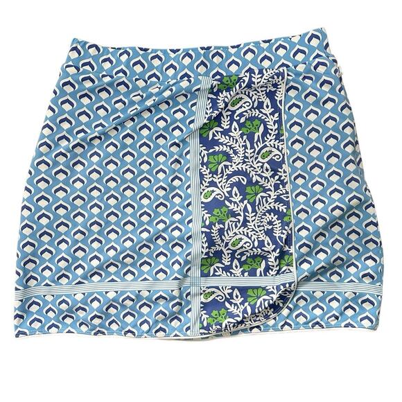 J Mclaughlin Skort Size XS Blue Geometric Mini Skirt Golf Tennis Pockets Preppy - Picture 1 of 7